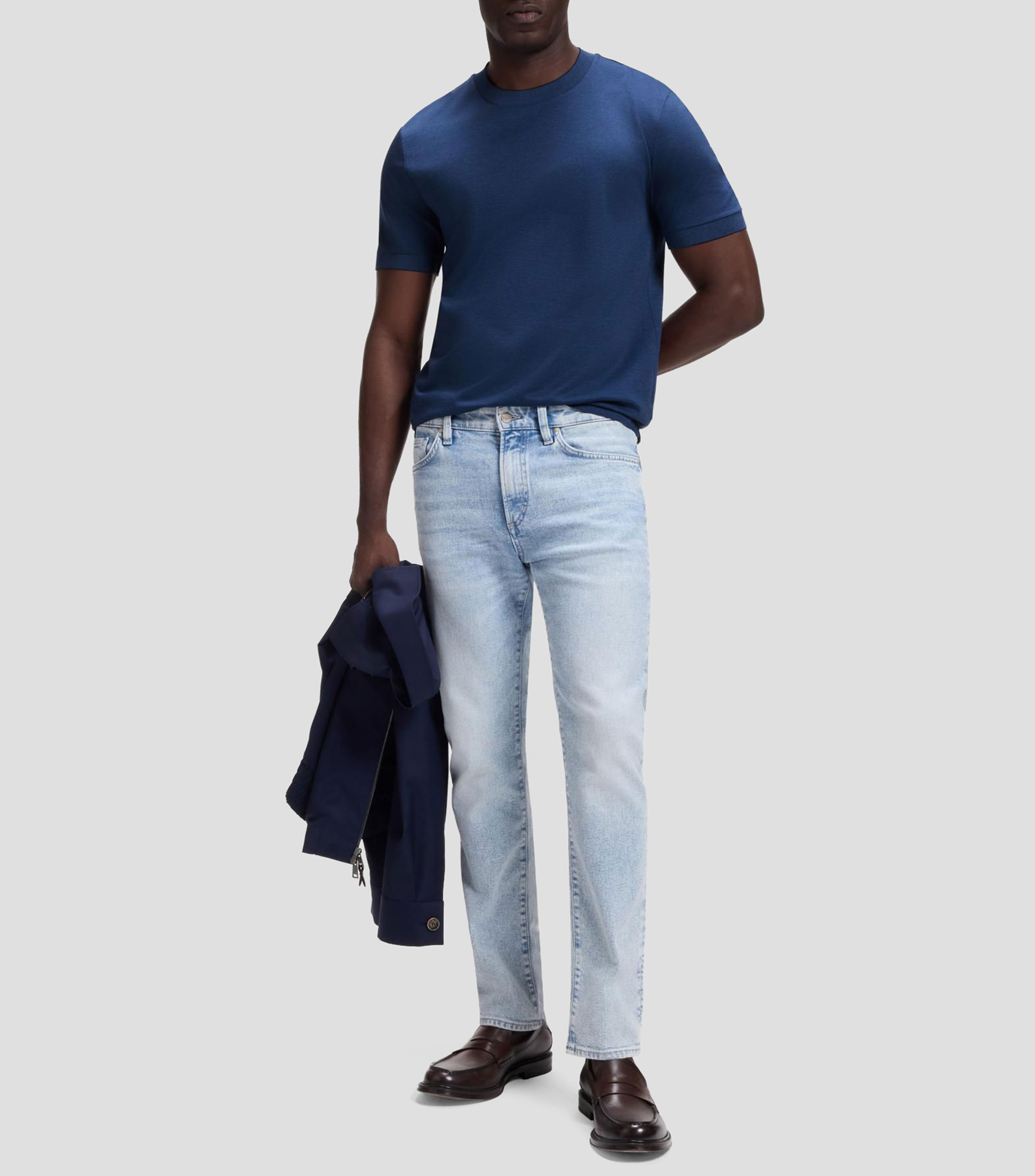 Playera de algodón de lujo con cuello de forro fino Hombre